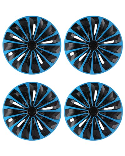 Image of ABX Hubcap Wheel Covers Hub Caps 15 Inch Set of 4 Black & Blue Universal Wheel Rim Cover R15 Stylish Car Decor Wheel Covers for Toyota Camry Nissan Mazda (TT Black & Blue, 15 inch)