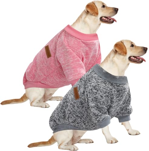 HuaLiSiJi 5XL Dog Hoodies for Large Dogs Jumper Sweatshirt Fleece Inside Soft Cozy Vibrant Colors (Pink+Grey, 5XL) - Image 2