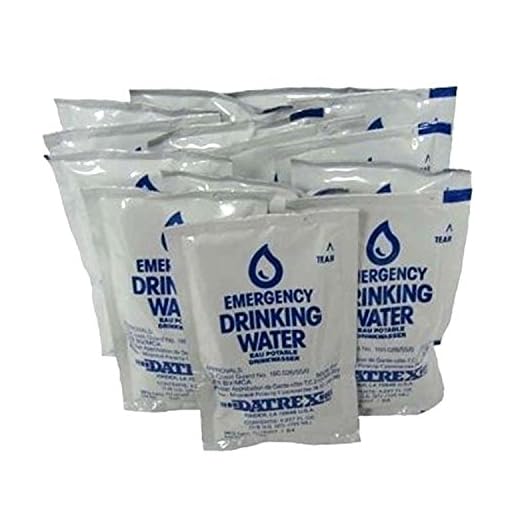 Datrex Lot de 18 paquets d'eau d'urgence 120 ml – 3 jours/72 heures d'approvisionnement (18 paquets), blanc