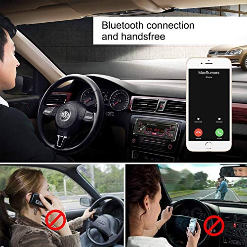 Aigoss Car Stereo with Bluetooth, Single Din Radio FM Media Player USB/TF/SD/AUX Audio Receiver, Hands Free Calling with Wireless Control and Multi Color Illumination - Thumbnail 4
