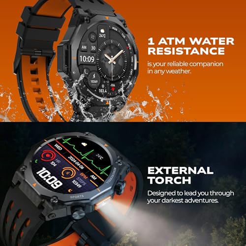 Image of Fastrack Xtreme Adventure Smartwatch with 1.43 inch AMOLED Display, Dual Push Button, GPS, ABC, 1ATM, Inbuilt Torch, 100+ Multisports, Dual Tone Strap, BT Calling, HRM, SpO2 & Multiple Menu Styles - Black