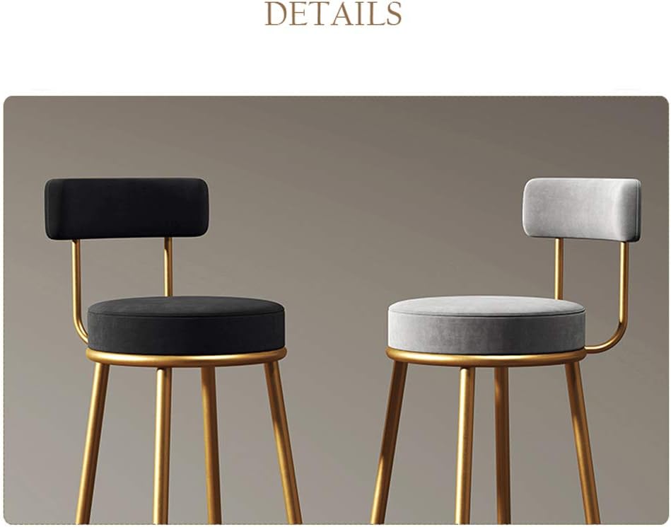 Barstool Chair Velvet Upholstered Footrest Stool Sponge Backrest with Gold Metal Legs Bar Counter Chair for Pub Bistro Kitchen Dining Chair Max. Load 400lb