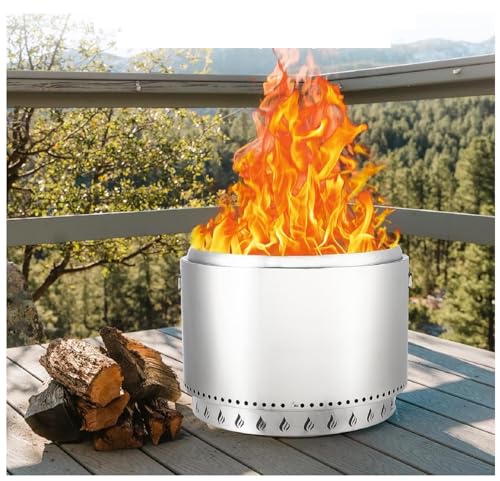 20.5'' Smokeless Outdoor Fire Pit - 24lbs Stainless Steel Wood Burning Stove w/360° Airflow & Ash Pan, Portable Fireplace for 4-6 People, Backyard, Patio, Camping