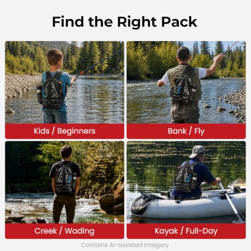 Image of Piscifun Fishing Backpack with Rod Holder, Lightweight Sling Bag Storge Gear and Equipment