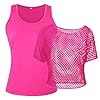 WILDPARTY 80s Fancy Fishnet Top for Women, Tank Top Off The Shoulder T-Shirt 1980s Retro Theme Party Costume Accessories Cosplay #2