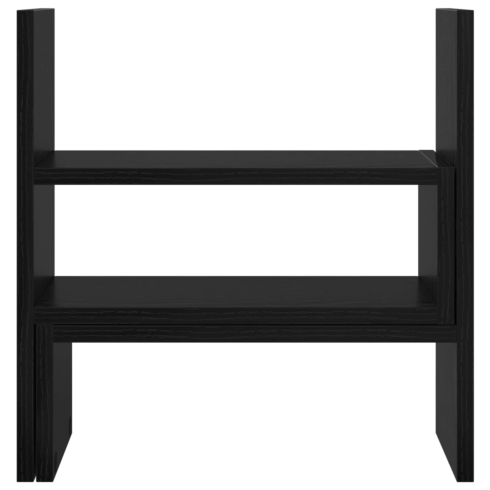 Soporte de escritorio para monitor de madera, aspecto de roble negro, 40 x 17 x 41 cm, con estante y soporte para PC y portátil, ergonómico, ahorra espacio, para oficina en casa, juegos
