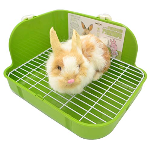 Yuoaes Large Rabbit Bunny Litter Box Small Animal Litter Pet Toilet Potty Trainer Corner Litter Bedding Box Pet Pan for Rabbits Guinea Pig Easy to Clean (Green)