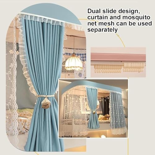 Premium Bunk Bed Canopy Curtain Set with Mosquito Net, Stylish Bed Tent for Top & Bottom Bunk Beds, Versatile Loft Bed Curtains in Green, Perfect for Kids' Rooms