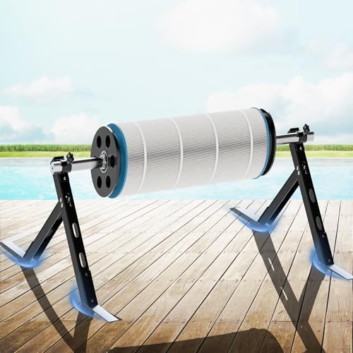 Pool Cartridge Filter Cleaner Tool with Stand, 360° Rotating Design,