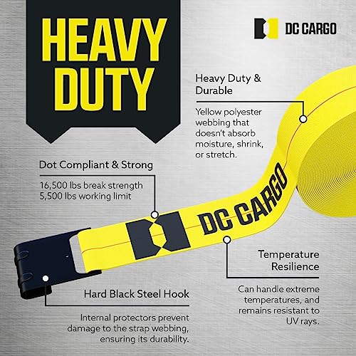 Flatbed Truck Straps 4"x30 Ft with Flat Hook – Heavy Duty view 4