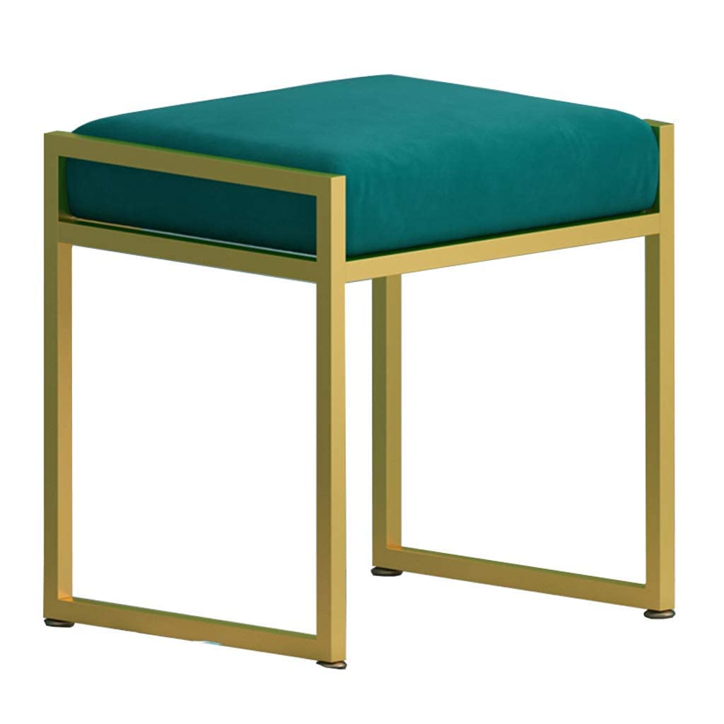 Tabouret ottoman carré velours haut de gamme aux finitions dorées luxueuses