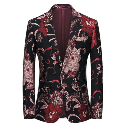 Print Slim Fit Blazer Men Formal Business Suit Coat Groom Wedding Suit Jacket2