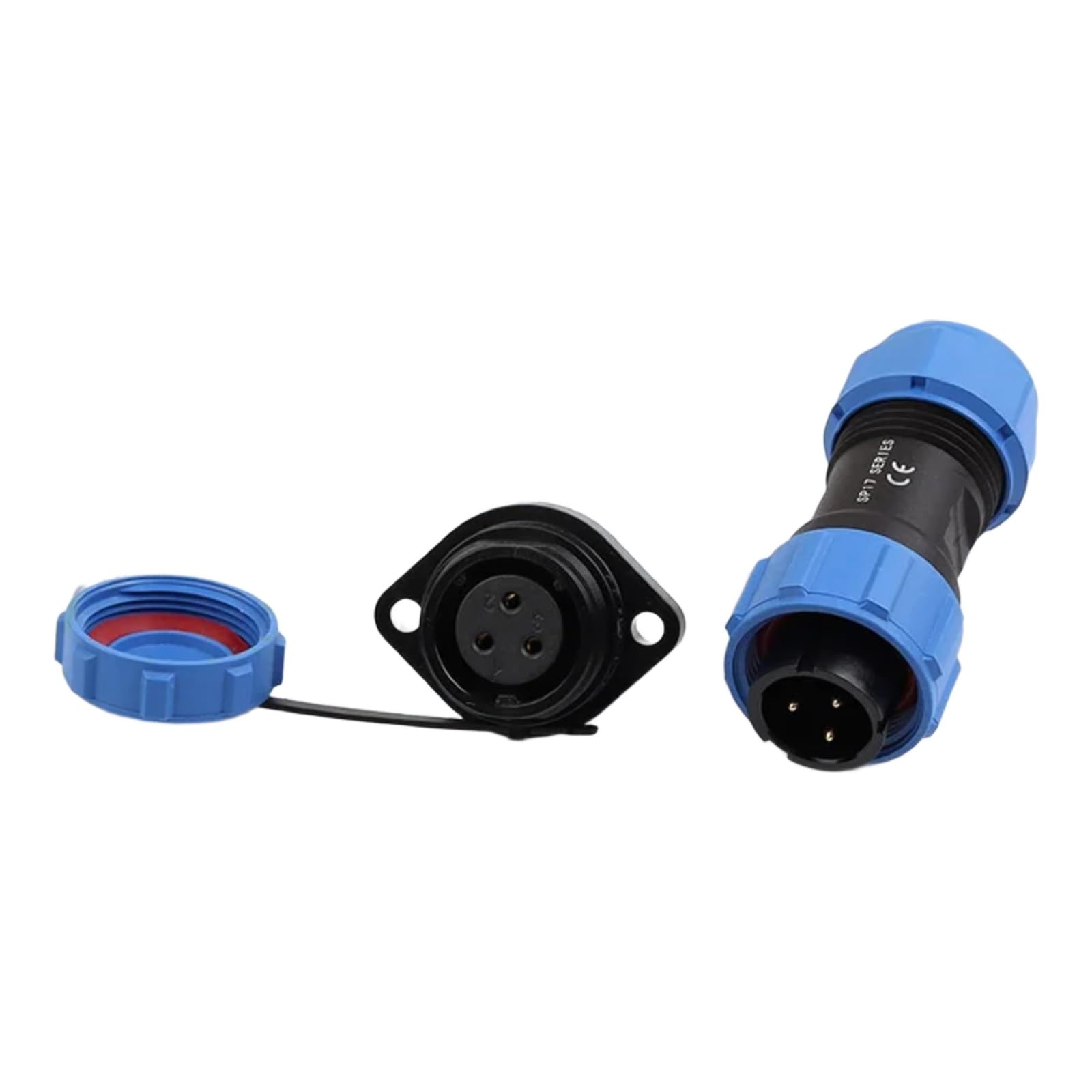 Conector SP17 macho y hembra para montajes exteriores con soldadura estanca IP68 de brida