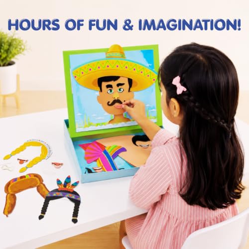 Image of CocoMoco Kids Funny Faces of the World Magnetic Game - 30+ Magnets Mix & Match Dress Up Game | Silly Face Maker Educational Activity Kit for Kids Age 3 to 6 Years | Birthday Return Gift (Pack of 1)