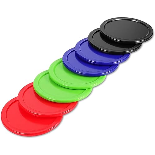 2.5 Inch Hockey Pucks, 8 Pcs Air Hockey Pucks Set Durable Puck for Air Hockeys Table Compatible with Standard Pushers and Goals Hockeys Replacement Puck Parts Set Game Tables Accessories (4 Styles)