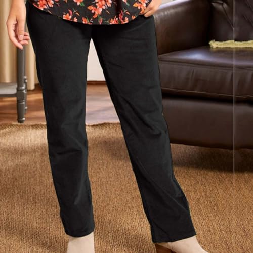 Casual Corduroy Pants for Women Solid Elastic High Waist Pants Loose Comfy Straight Leg Pants Loose Comfort Trousers2