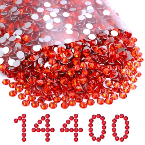 Image of Flatback Rhinestones Bulk, 14400PCS Lt.siam Rhinestones for Clothes DIY Decoration Crafts, Lt.siam, SS10, 2.7-2.9mm