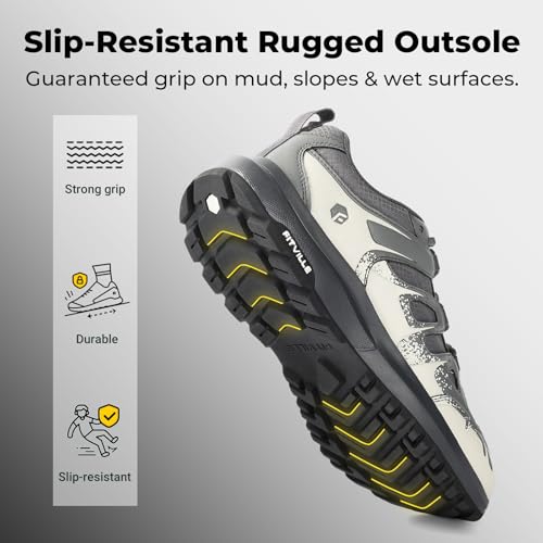 FitVille Men's Wide Hiking Shoes Water Repellent Trekking Trails Outdoor Sneakers Cushioned Lightweight Walking Running Shoes with Arch Support3