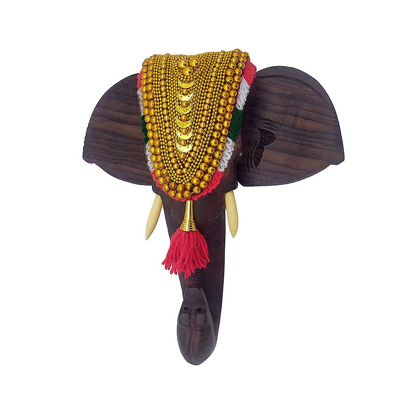 LOYAL CRAFT Elephant Head Figurine with Nettipattom Home Decor and Gifting Made Using Rosewood 12 inch