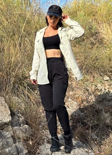WILLIT Damen Trekkinghose Jogginghose Cargohose Leichte Wanderhosen Schnelltrocknende Wasserdicht Arbeitshose Outdoorhose Marineblau L