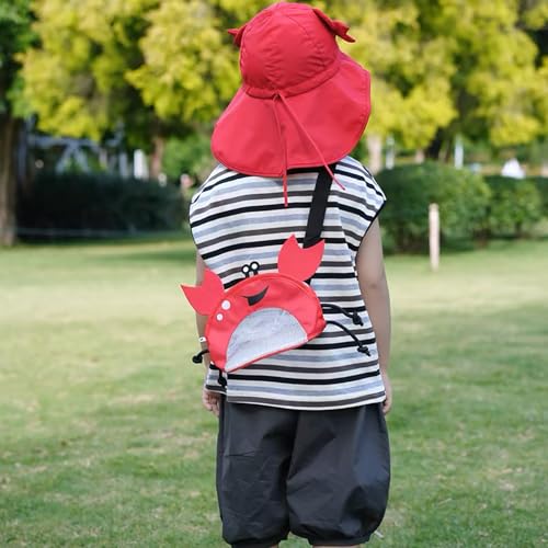 Image of Kids Mesh Beach Bag, Cute Crab-Shaped Seashell Collecting Bag with Adjustable Strap for Holding Shell Beach Toy