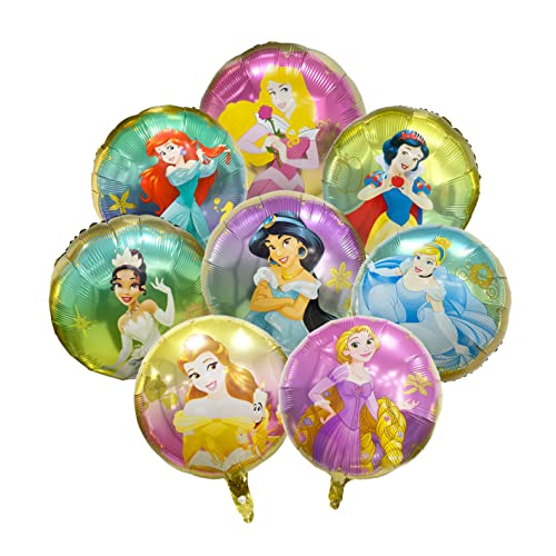LXN princesse ballons pour filles fête d'anniversaire décoration princesse thème fête fournitures 8 pièces princesse ballons en aluminium Blanc Cover