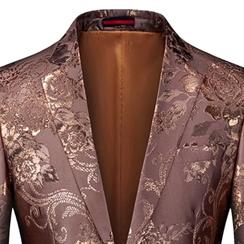 Men’s Gold Gilded Print Paisley Blazer Party Dinner Stylish Suit Jacket Business Casual Stage Funky Sport Coat2