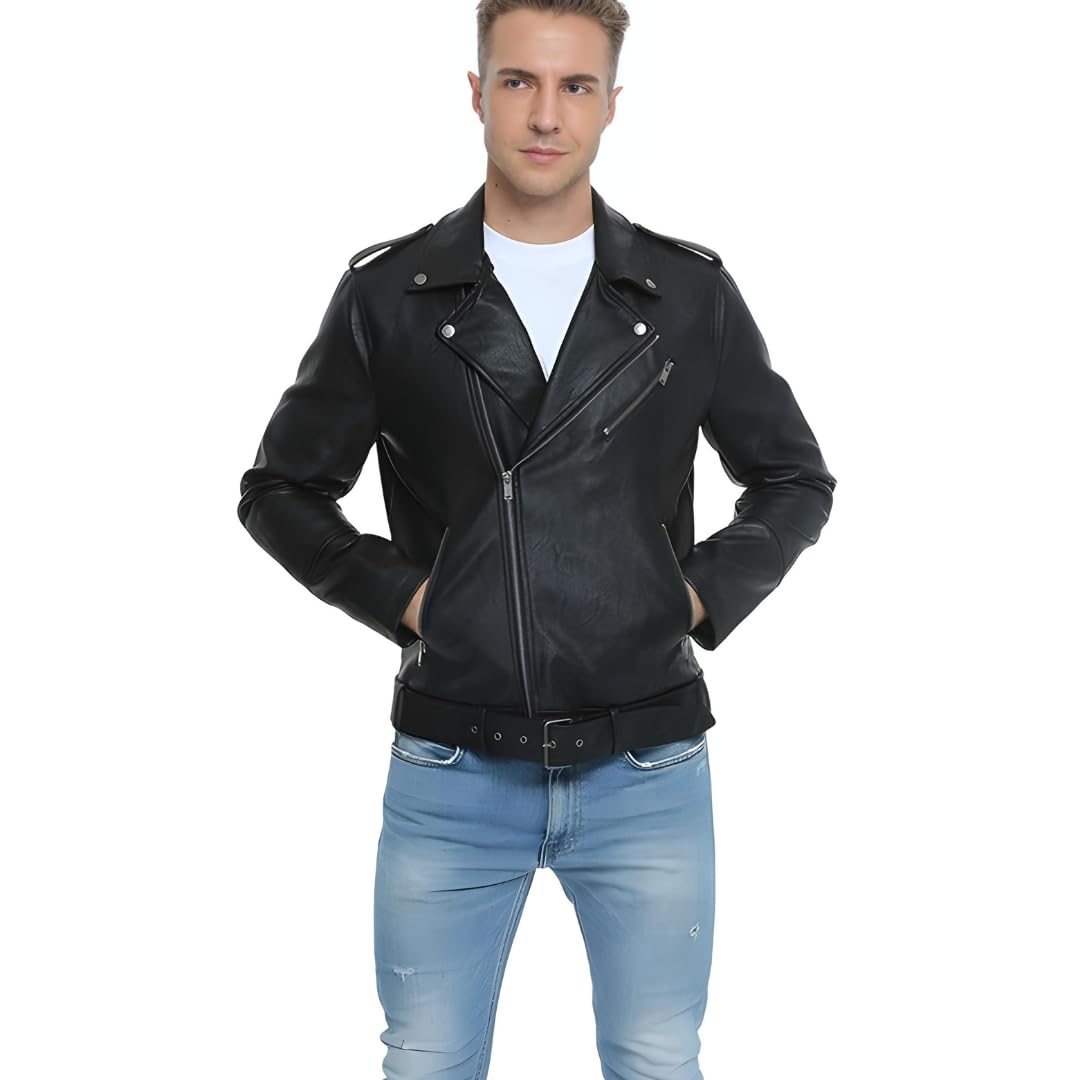 del jonnes Full Sleeve Belt Solid Jacket for Men's Biker Style-picture-33