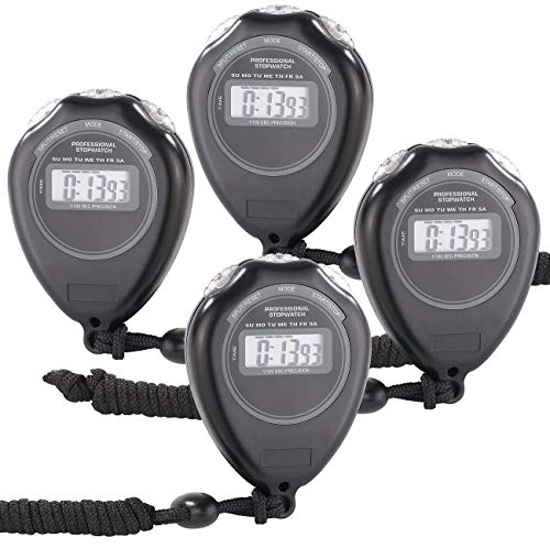 PEARL sports Stop-Uhr: 4er-Set Stoppuhr Classic, LCD-Display, bis auf 1/100 s genau (Stoppuhr Sport Digital) Cover