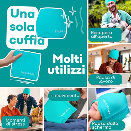 Medi Grade Cuffia In Gel Per Emicrania – Cappello Rinfrescante Per Cefalee Con Terapia Del Freddo – Maschera Mal Di Testa Morbida, Oscurante E Riutilizzabile - 8