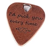 JUPPE I d Pick You Every Time bronce cobre guitarra púa con funda de cuero regalo de música para novio novia (Cobre-1)