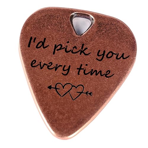 JUPPE Bronze Copper I'd Pick You Every Time Guitar Pick With Leather Case Music Birthday...