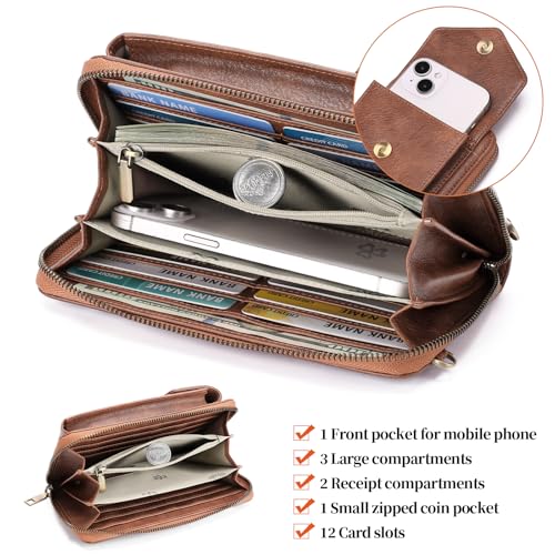 Image of SENDEFN Small Crossbody Cell Phone Purse for Women Leather Cellphone Bags Wallet Purses with Multi Card Slots