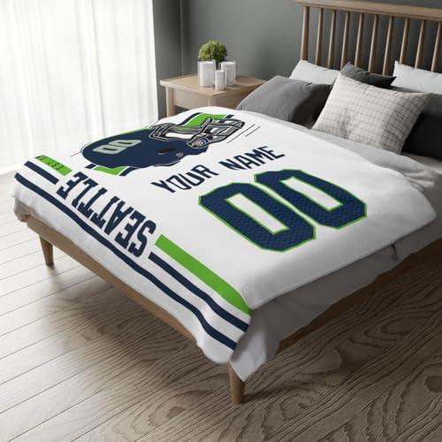 Image of Seattle Throw Blanket Custom Name and Number Personalized Gifts for Men and Women