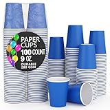 Dark Blue Paper Cups 9 oz Durable Disposable Cups 100 Pack of Paper Tumblers for Hot Drinks and Cold Drinks Thick 280 GSM Hot Cup for Tea & Coffee Fun Colors for Parties & Events By Exquisite