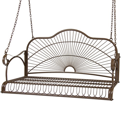 Best Choice Products Hanging Iron Porch Swing Outdoor Patio Furniture Chair Bench Seat