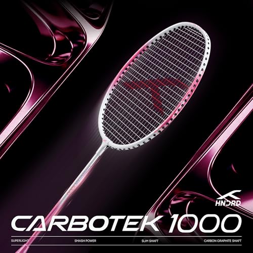 Image of Hundred Carbotek 1000 Badminton Rackets (Pack of 2) | Superlight Head-Heavy Racket for Smash Power | Slim Shaft, Carbon Graphite Shaft & Curve Frame for Better Sweet Spot