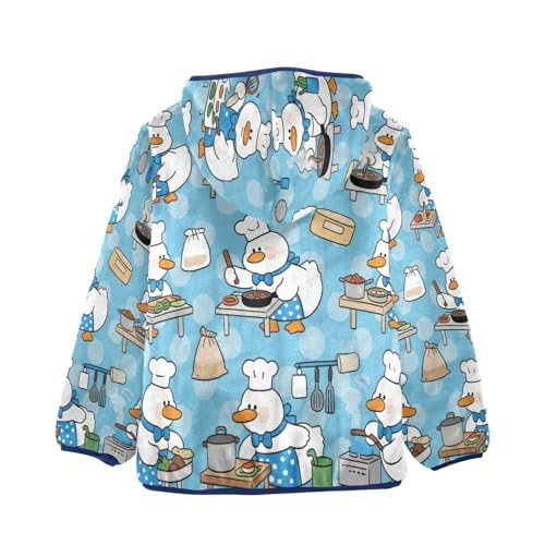 Cooking Ducks in Kitchen Pattern Toddler Fleece Jacket Girl Boys Hooded Fleece Jacket Coat Warm Outwear Zip-up 3-10T2