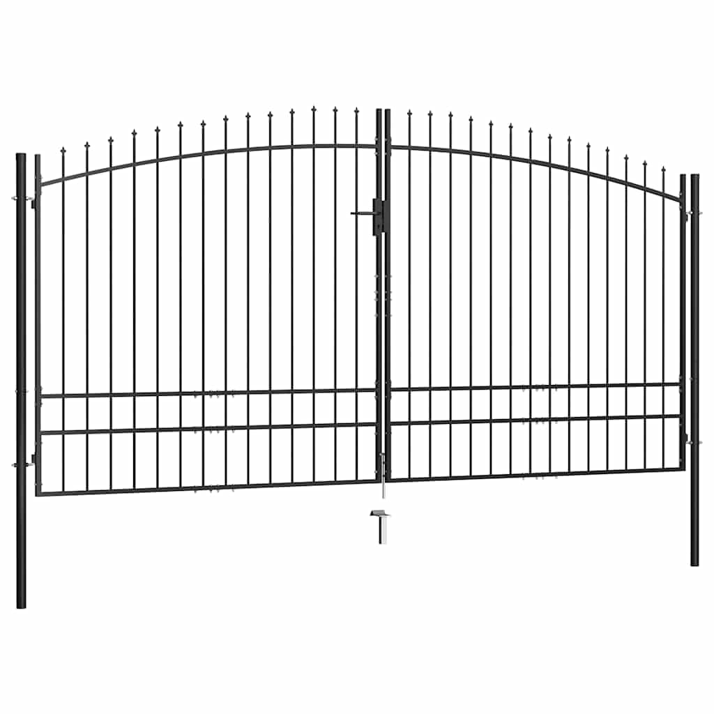 vidaXL Gartentor Woerden Doppelflügel mit Speerspitzen Doppeltor Zauntor Gartenpforte Hoftor Flügeltor Gartentür Zauntür Tor Industrietor 400x249,5cm