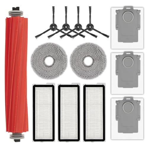 Image of (13 Pack) QRevo S Replacement Parts Compatible with Roborock Qrevo S, Qrevo Pro, Qrevo MaxV, QRevo Plus Robot Vacuum, 1 Roller Brush, 4 Black Side Brushes, 3 Dust Bags, 3 HEPA Filters, 2 Mop Pads