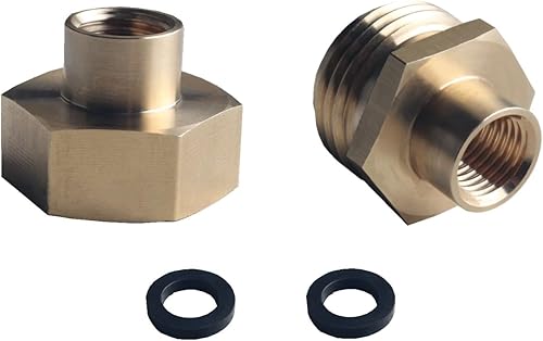 DEWHEL Adaptador hexagonal reductor sin plomo de latón rosca de manguera de jardín 34 "GHT x 14 "hembra NPT acoplador recto para