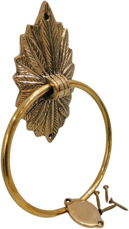 Solid Brass Door Knocker Vintage Leaf Style Round Shape gate knockers for Home and Farmhouse Villas Premium Door Entry Decor