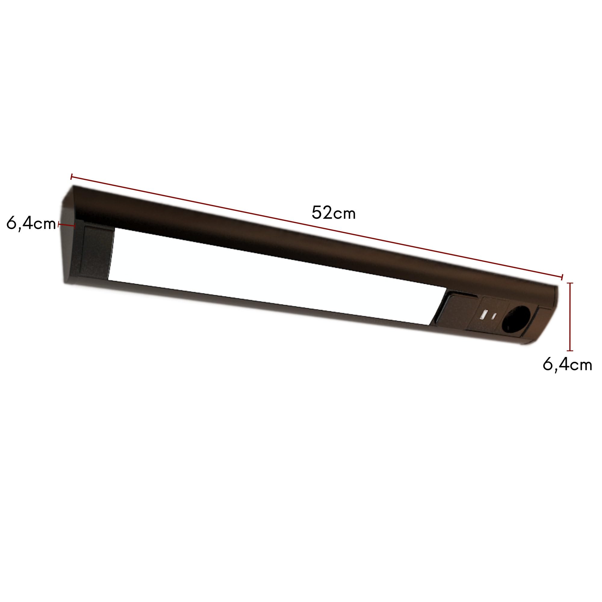 kalb I LED Unterbauleuchte mit Schalter und Steckdose, 230VAC Anschluss, 3000 Kelvin, USB-Port Typ A+C, Aluminium + ABS, IP20 schwarz