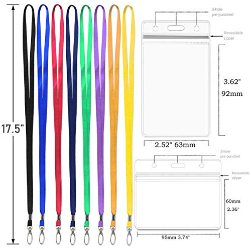 Lanyard With Id Holder 50 Pcs Waterproof Name Tag Horizontal Badge Id Card Holders Id Pass Holder And 50 Pcs Flat Neck Black Lanyards Swivel Hook #TOP1