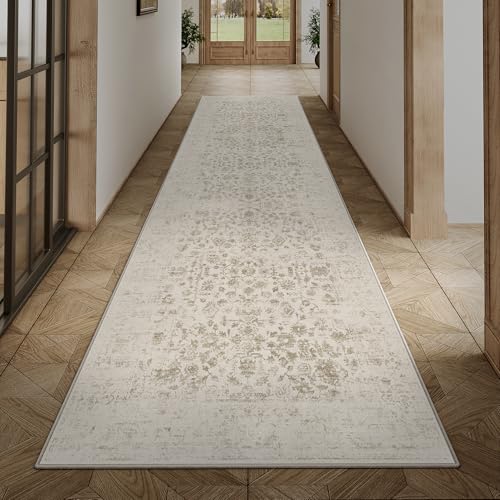 PureCozy Brown Rug Living Room 240 x 300 cm, Vintage Washable Rugs Non-Slip for Bedroom Balcony Runner Kitchen Dining Room Office Flat Indoor Modern Soft Short Pile Carpet