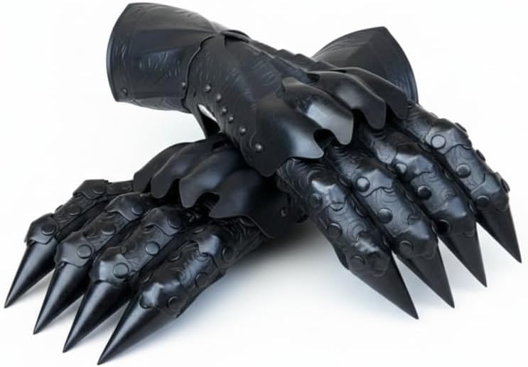 Medieval Steel Armored Gauntlets for Adults, Handmade Black Fantasy Gloves, Cosplay LARP Costume Collectible Prop, Adjustable Gothic Metal Gauntlet Pair