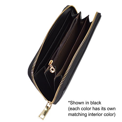 Women's Bow Front PU Leather Zip Around Wallet, Pink4