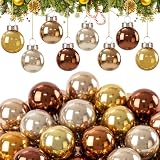 Tioncy 32 Pcs 1'' Mini Glass Christmas Ornament, Champagne Gradient Balls | Shiny Christmas Ball, Tiny Christmas Tree Hanging Decoration, Small Colorful Pendant, Rope Included, Xmas Party Supplies