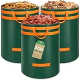 Enbagold 3X 272L Gartenabfallsack Stabil, Laubsack mit Griffen Gartensack Groß, Gartenabfallsäcke Gartensäcke Grünschnittsack, Selbststehend Grünschnittsäcke, Abfallsack für Gras Laub Gartenabfälle
