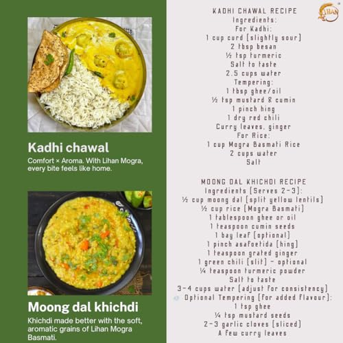 Image of Lihan Mogra Basmati Rice 5kg - Everyday Aromatic Basmati | Lightly Broken Grains | Perfect for Khichdi, Kadhi Chawal & Daily Meals 1kg (Pack of 5)
